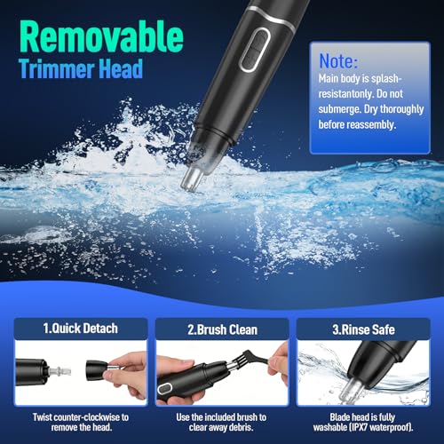 Ear and Nose Hair Trimmer with LED Display for Men Women, Painless USB Rechargeable Eyebrow & Facial & Nose Hair Trimmer Clipper, 10000 RPM Precision Tool Professional IPX7 Waterproof Dual Edge Blades