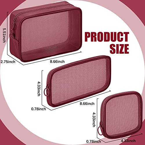 Weewooday 4-Pc Mesh Makeup Bag Set with Zipper – Travel Toiletry Pouch