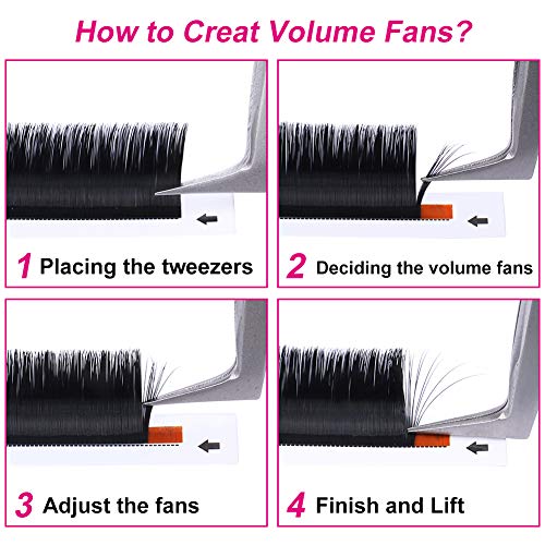 Eyelash Volume Extensions FADLASH Easy Fan 3D~10D Self Fanning Eyelash Extensions 0.05 0.07mm Easy Fanning Volume Lashes 8-20mm Length (0.05-D, 14mm£©
