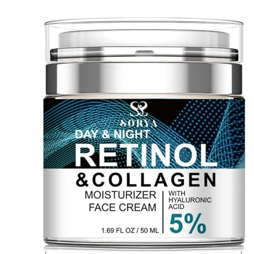 SORYA-Anti-Aging Facial Moisturizer with Retinol, Hyaluronic Acid & Peptides ?Helps Improve the Look of Fine Lines & Wrinkles Daily Hydrating Face Cream for All Skin Types