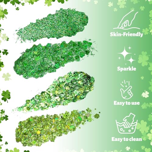 St. Patrick's Day Body Glitter Gel Set - 4 Colors Face Hair Makeup