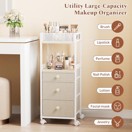 Plaviya 3-Drawer Makeup Organizer Cart - Rolling Utility Storage