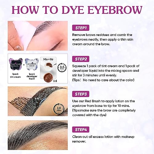 PERMANIA Black Color Kit for Eyelash & Eyebrow, Semi-permanent Natural Black Fast Quick Coloring, Last Up to 4 Weeks Salon Grade Eyelash Primers