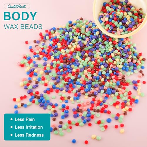 16oz Rosin-Free Hard Wax Beads, Hypoallergenic Wax Bead for Brazilian Bikini Waxing, Professional Stripless Coarse Hair Removal Wax Beans for Sensitive Skin, Body, Face, Legs, 3 Silicone Sticks