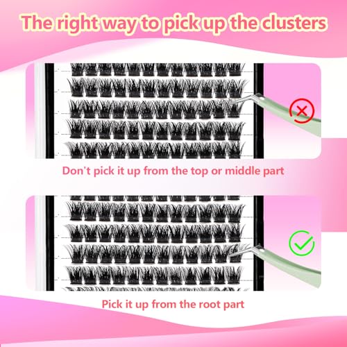 Large Tray,10-20mm to Choose DIY Eye Lashes Extensions 120 Cluster Wide Stem Eyelashes Soft and Lightweight Individual False Eyelashes Dramatic Look (10mm)