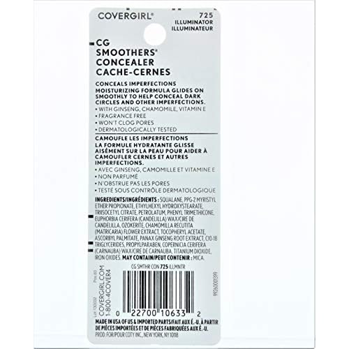 CoverGirl Smoothers Concealer, Illuminator [725] 0.14 oz (Pack of 4)