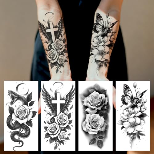 92-Sheet Flower Temporary Tattoos for Women - Waterproof Floral