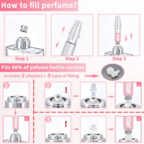10ml Travel Perfume Atomizer - Refillable Spray Bottle (Silver)