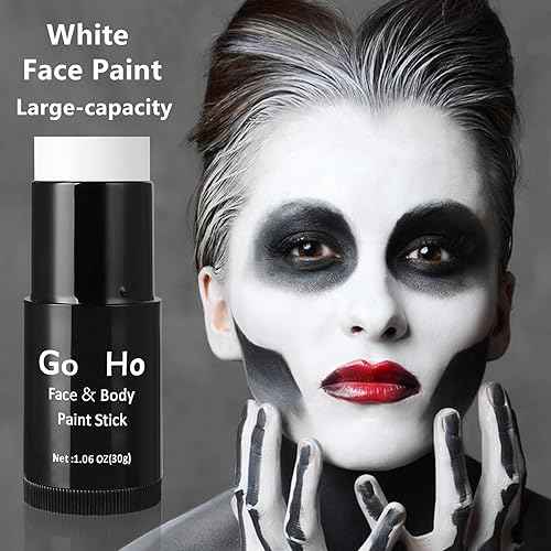 Go Ho Cream-Blendable Clown White Face Paint Stick,Full-coverage Waterproof Face Body Paint for Halloween Cosplay Jokester Zombie Vampire Skeleton Clown SFX Makeup,White Eye Black Stick