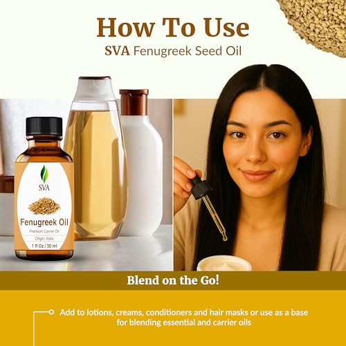 SVA Fenugreek Seed Carrier Oil - 1 Fl Oz (30 ml) with Dropper, Skin & Hair Care