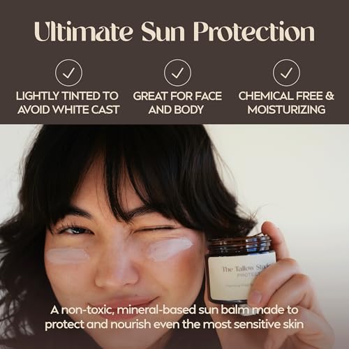 Everyday Tallow Mineral Sun Balm ~ SPF 30 | 100% Grass-Fed & Organic | Face & Body | Naturally Scented with Frankincense & Lavender Oil | Zinc Oxide | Water Resistant (2oz)