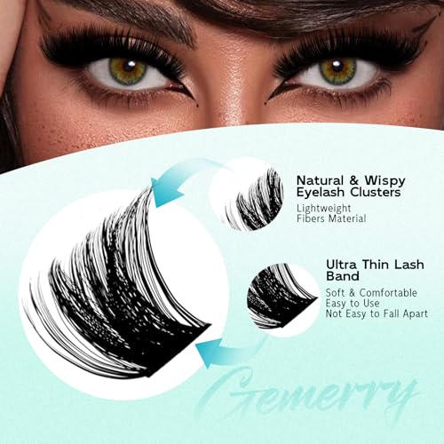 GEMERRY Lashes Clusters Kit Thick Lash Clusters 2 Styles 728Pcs Fluffy Lash Clusters Kit with Waterproof Bond and Seal Remover Tweezers for Beginners£¨2X 100P+200P£©