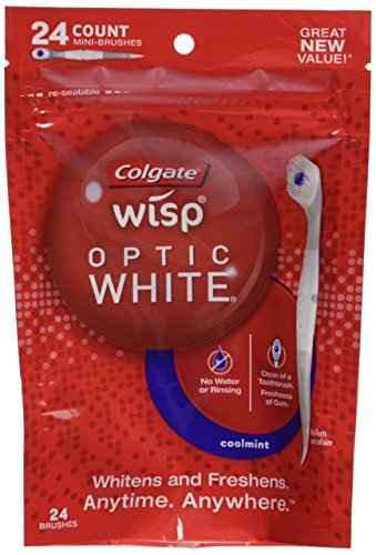Colgate Optic White Wisp Disposable Mini Toothbrush, Cool Mint 24 Count (Pack of 4)