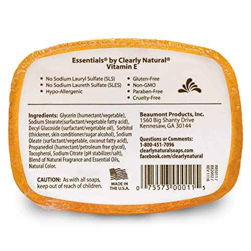 Clearly Natural Essentials Glycerin Bar Soap, Vitamin E, 4-Ounce, Pack of 24 - CASE