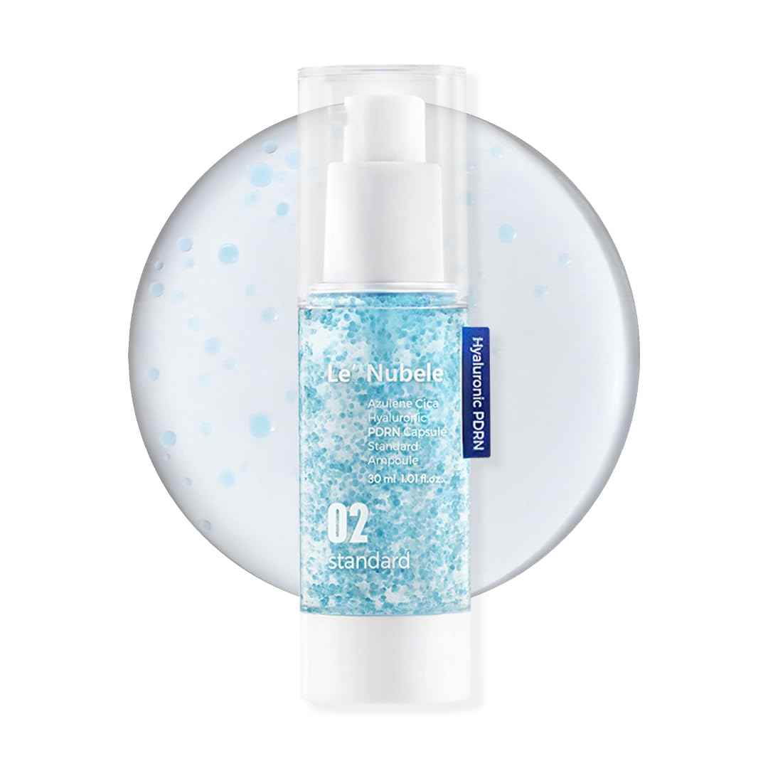 Le Nubele Azulene Cica Hyaluronic PDRN Capsule Standard Ampoule 02, Salmon DNA PDRN 3,000ppm, Peptide, Collagen Booster, Skin Rejuvenation, Hydrating, Acne Skin, Korean Skin Care 30ml/1.01 fl.oz.