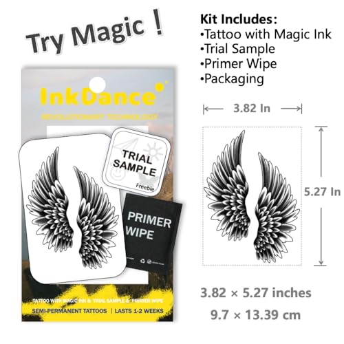 Semi-Permanent Wing Tattoo - Plant-Based Waterproof Ink, 1-2 Weeks