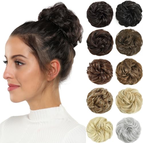 Rose bud Messy Bun Hair Pieces For Women Hair Bun Extension Updo Curly Messy Bun Scrunchie