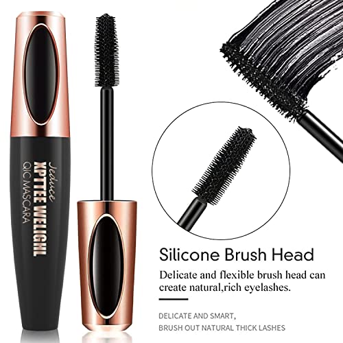 4D Silk Fiber Lash Mascara Extension - Voluminous, Waterproof & Smudge-Proof, Long-Lasting No Flaking, Natural No Clumping, All Day Exquisitely Full (2 Packs)