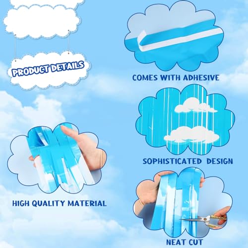 Blue Sky & White Clouds Tinsel Curtains - Party Decoration (3 Pack)