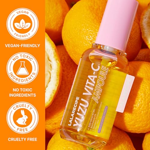LALARECIPE Yuzu Vitamin C Serum with Niacinamide 5% & AHA, Korean Skin Care for Face, Hydrating Facial Serum for Uneven Skin Tone & Dark Spots (1.69 Fl Oz / 50ml)