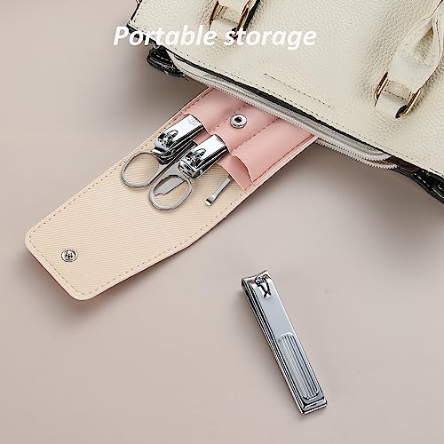 AtiMier Pink Nail Clipper Set for Women & Men with Travel Case