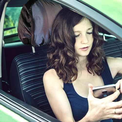 2 Pack Satin Car Headrest Cover Hair-Saving Satin Headrest Cover for Hair Protection Car Head Rest Protector Adjustable and Reusable