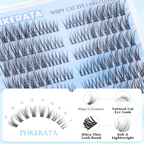 Natural Wispy Lash Clusters - 144 pcs Cat Eye Eyelash Extensions 7-15mm