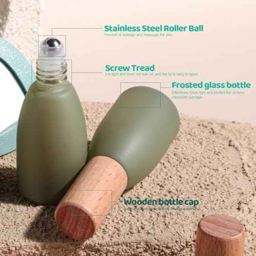 JPNK Essential Oils Roll-on Bottles with Stainless Steel Roller Balls for Aromatherapy and Perfumes with Portable Small Bag Pack of 4