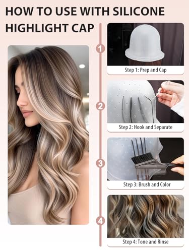 YOOVR Hair Highlighting Kit with Pre-Punched Silicone Caps & Metal Hooks