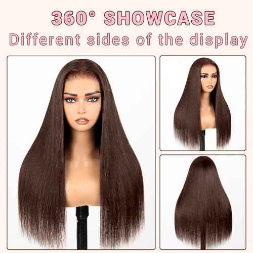 28 Inch Chocolate Brown Lace Front Wig Human Hair 220 Density 9x6 HD Lace Brown Wear and Go Glueless Wigs Pre Plucked Pre Cut Dark Brown Wig Human Hair Straight Glueless Wig for Women