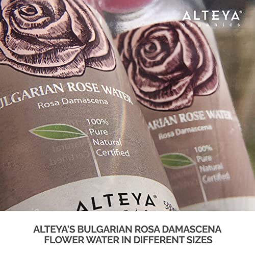 Alteya Organics Rose Water Natural Facial Toner, 8.5 Fl Oz/250mL Pure Bulgarian Rosa Damascena Flower Water, Award-Winning Moisturizer BPA-Free Bottle with Reducer