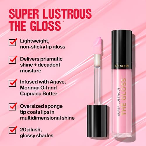 Revlon Lip Gloss, Super Lustrous The Gloss, Non-Sticky, High Shine Finish, 203 Lean In