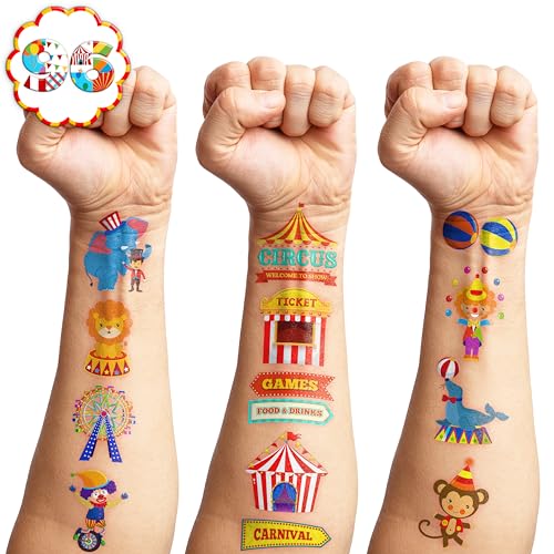 96 Pcs Carnival Temporary Tattoos - Waterproof Kids Party Favors