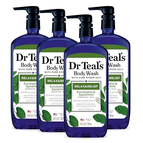 Dr Teal's Body Wash with Pure Epsom Salt, Relax & Relief with Eucalyptus & Spearmint & Body Wash with Pure Epsom Salt, Sleep Blend with Melatonin