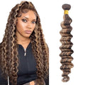 P4613 Deep Wave Human Hair Bundle 32" Ombre Brown Blonde