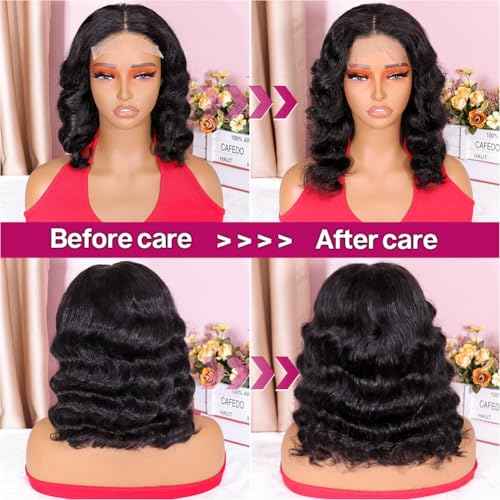 BOB Wig Human Hair 5X5 HD Lace Closure Wig 200% Density Body Wave Wig Wear And Go Glueless Human Hair Wigs For Black Women Pre Plucked 5 5 Closure Glueless BOB Wigs 14 Inch