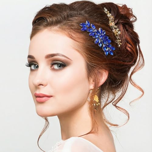 Blue Rhinestone Hair Comb for Women Wedding & Party Accessories