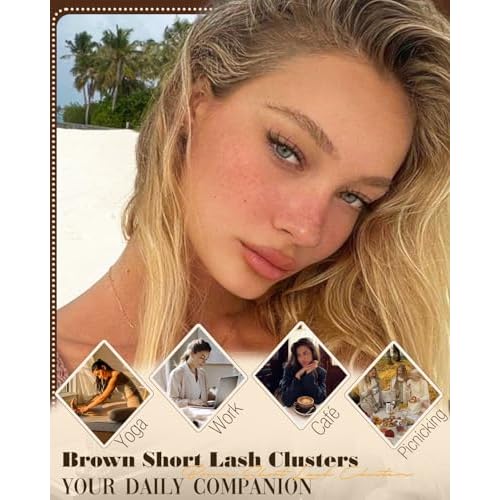 Brown Lash Clusters Kit Wispy Lash Extension Kit 10-14MM Short Spiky Eyelash Clusters Natural Cluster Eyelash Extensions Dark Brown Individual Lashes D Curly DIY Lash Extension by Lvmixwig