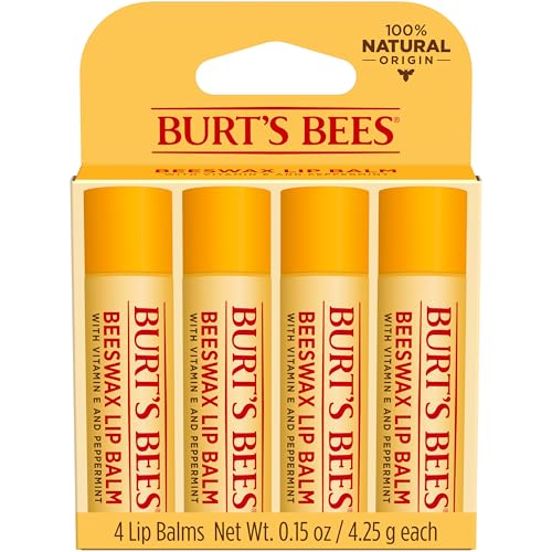 Burt's Bees Beeswax Lip Balm with Peppermint, 4-Pack
