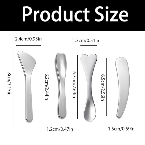 8Pcs Mini Stainless Steel Cosmetic Beauty Spatulas,Skincare Spatulas,Small Makeup Spatula, Makeup Cream Spoon,Mini Beauty Heart Spoons for Mixing and Sampling Masks Skin Care Creams Eye Cream