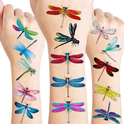 100 PCS Dragonfly Temporary Tattoos | Waterproof Fake Tattoo Stickers