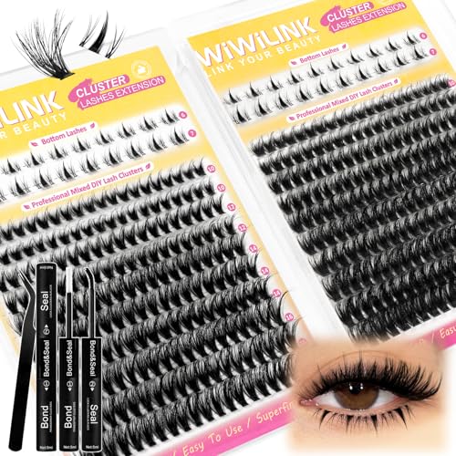 WiWiLINK A-40D+70D Lash Kit Wispy Cluster Extensions with Bottom Lashes 10-18mm