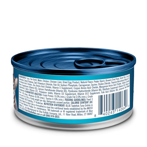 Blue Buffalo Tastefuls Flaked Wet Cat Food, Made with Natural Ingredients | Tuna, 3-oz. Cans (24 Count)