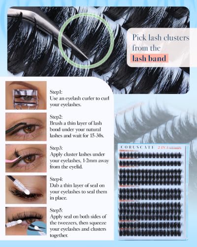 CORUSCATE Fluffy D Curl Lash Clusters with Spikes - 12-18mm