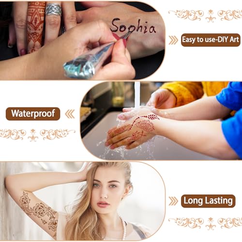 InkForge Temporary Tattoo Kit with 4 Inks & Stencils - Red, Black, Maroon, Cherry Red, DIY Body Art for Women Men Kids, Party Gifts - Variation: 4P-Red1 Black1 Maroon2