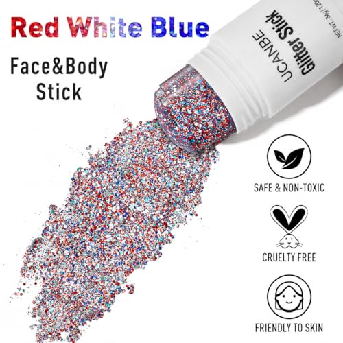 Red White Blue Glitter Stick for Face & Body Makeup