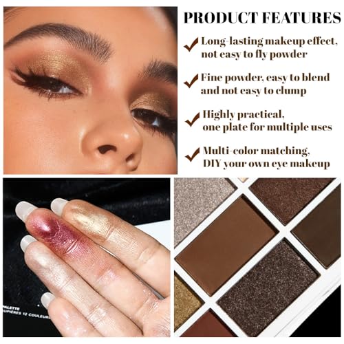 12 Colors Matte Shimmer Eyeshadow Palette with Mirror