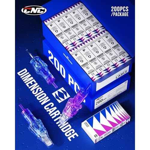 CNC Tattoo Cartridge Needles 200pcs Assorted Needle with Membrane RL RS RM Mixed Cartridges for Tattooing Supplies EN04B-200KIT-A