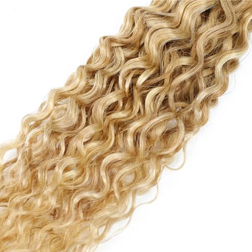 WuvuSnm 613 Blonde Water Wave Human Hair Bundles 16-20 Inch Two Tone #27/613WT