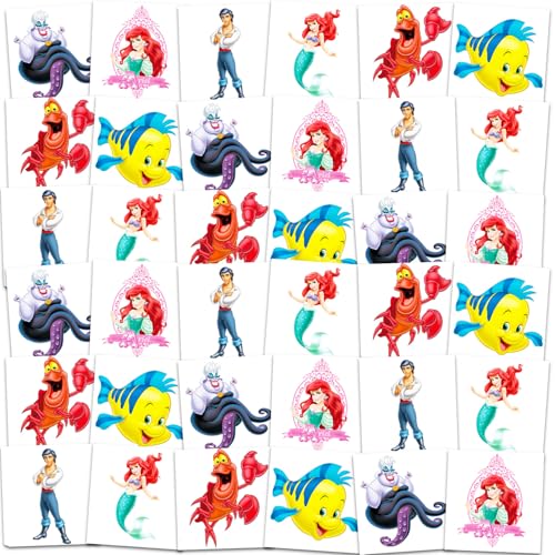 Little Mermaid Temporary Tattoos - 72 Pack Party Favors